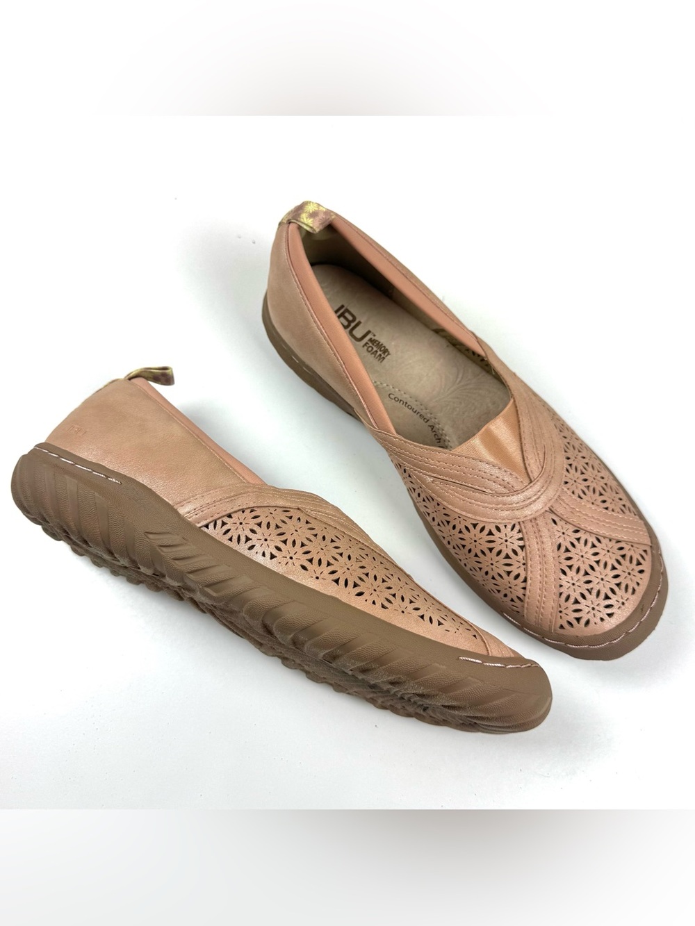 JBU by Jambu Women's Sz 8 M Leather Florida Foam Loafer Flats Pink Blush Shimmer